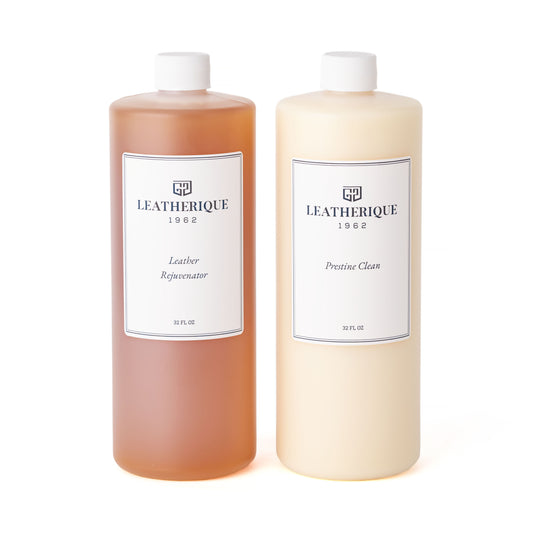 Leatherique Rejuvenator Oil and Prestine Clean, leather conditioner and cleaner, 32 oz set